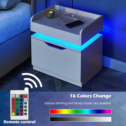 Kist LED Light Bedside Table [Charging Station][Nightstand]