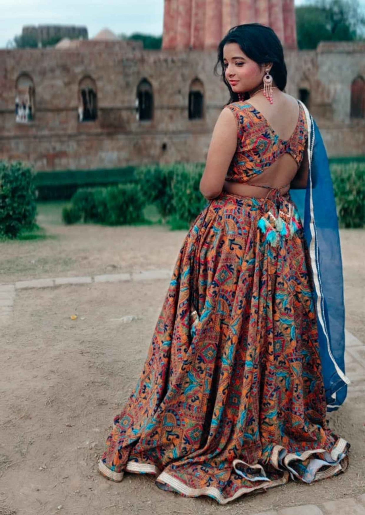 Desert Bloom Mustard Satin Lehenga