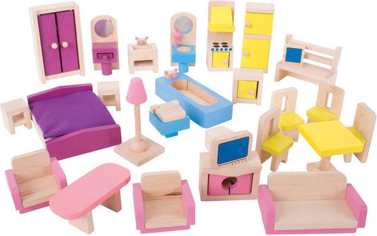 Bigjigs dollhouse furniture - - wood - doll furniture - 26-piece