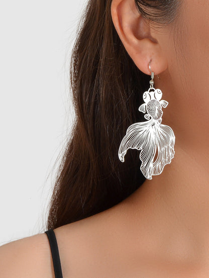 AU Stock Lovely Goldfish Shape Drop Dangle Earrings Hollow Fish Party Jewellery