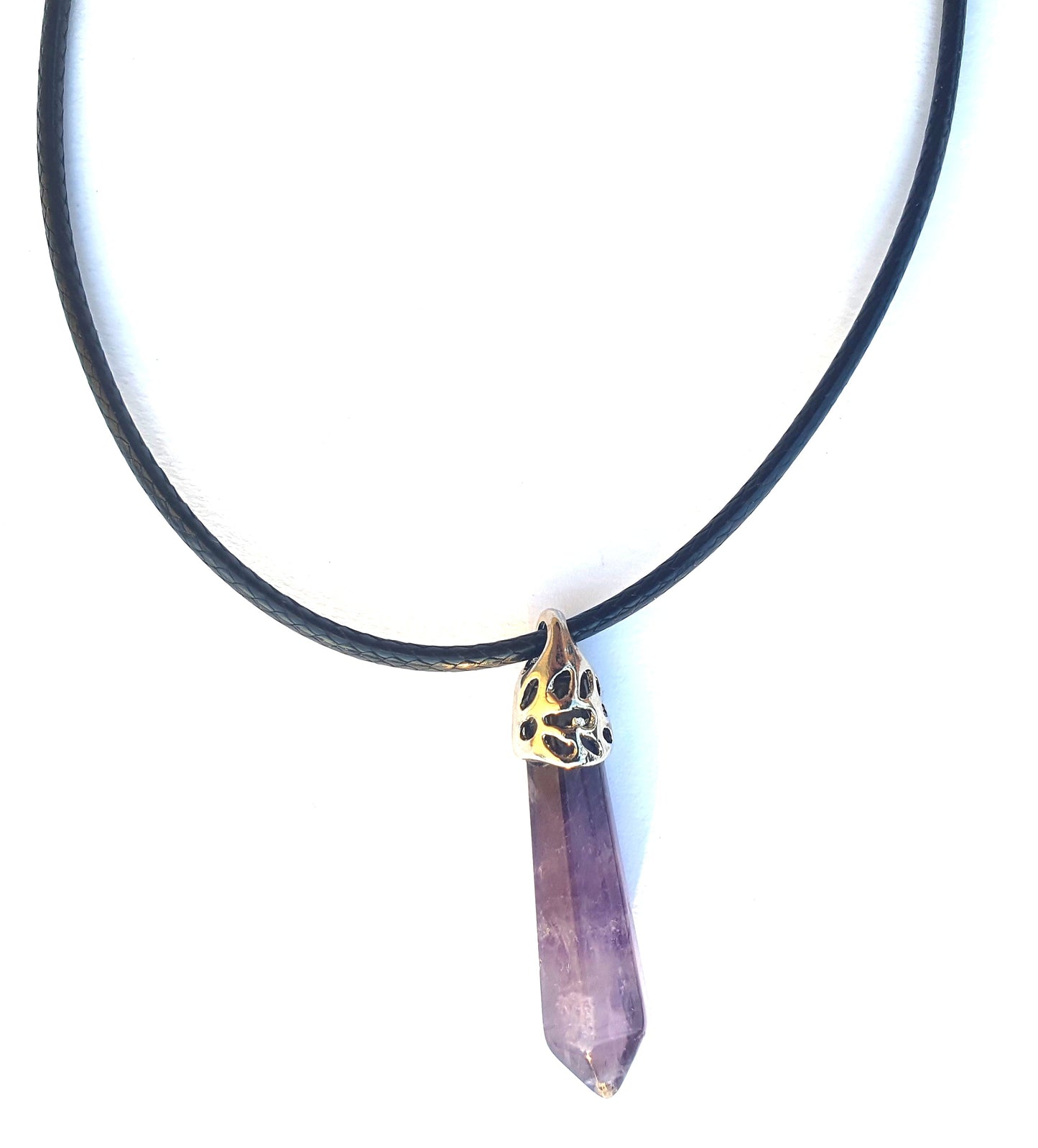 Crystal Point Pendant Necklace - Amethyst