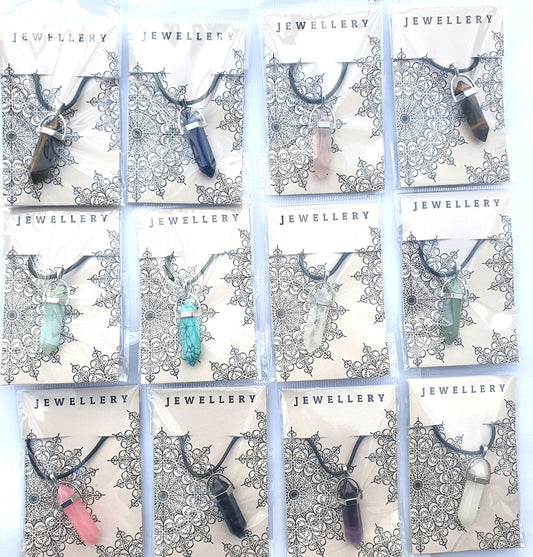 Crystal Pointed Pendant Necklace - Rose Quartz