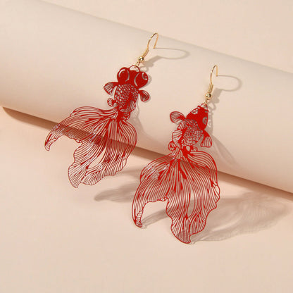 AU Stock Lovely Goldfish Shape Drop Dangle Earrings Hollow Fish Party Jewellery