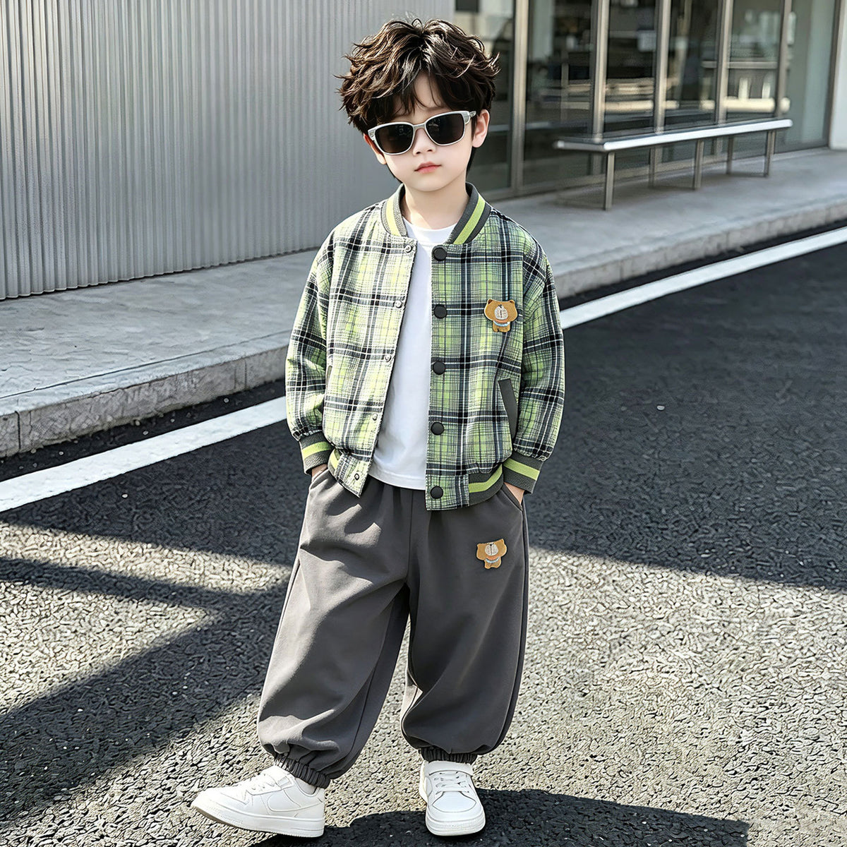 Boys Baseball Jacket Two-Piece Set Spring Autumn