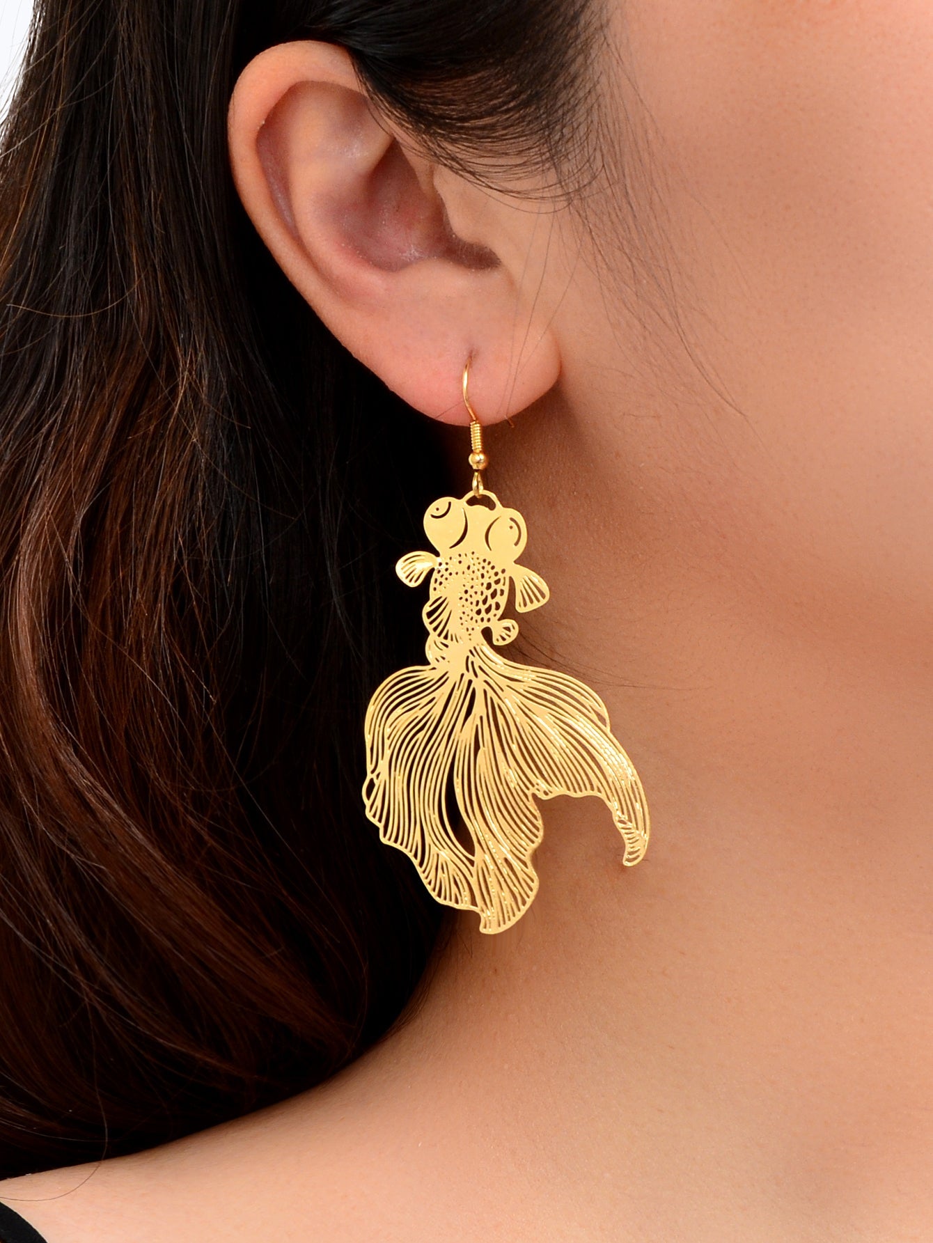 AU Stock Lovely Goldfish Shape Drop Dangle Earrings Hollow Fish Party Jewellery