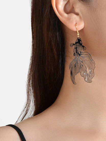 AU Stock Lovely Goldfish Shape Drop Dangle Earrings Hollow Fish Party Jewellery