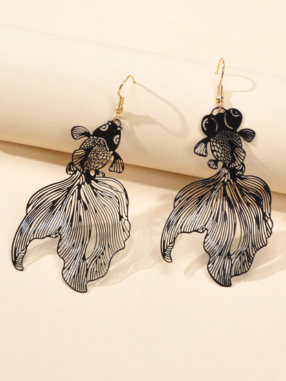 AU Stock Lovely Goldfish Shape Drop Dangle Earrings Hollow Fish Party Jewellery