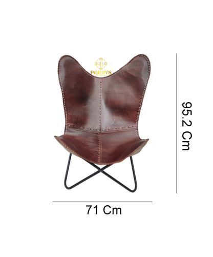Heritage Maroon Leather Butterfly Chair