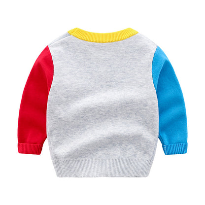 Children's Sweater Robot Boy Round Neck Pullover Sweater Foreign Trade Children's Clothing