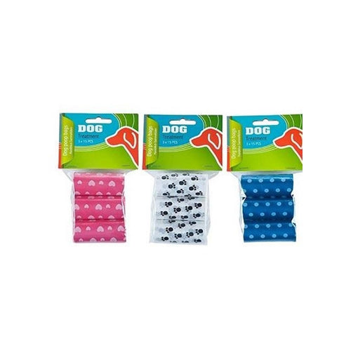 Pet dog poop bags 3 x 15 pieces