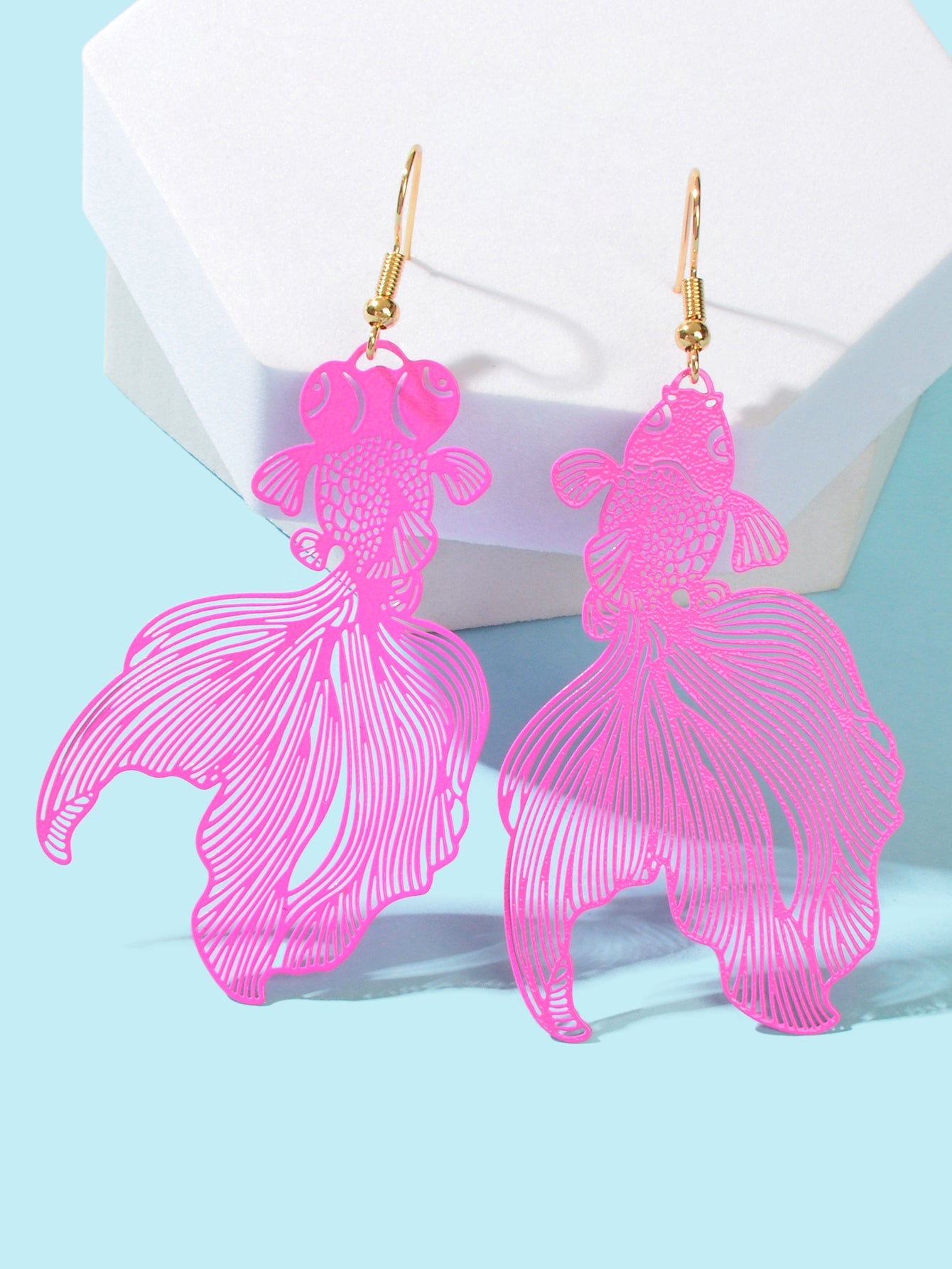 AU Stock Lovely Goldfish Shape Drop Dangle Earrings Hollow Fish Party Jewellery