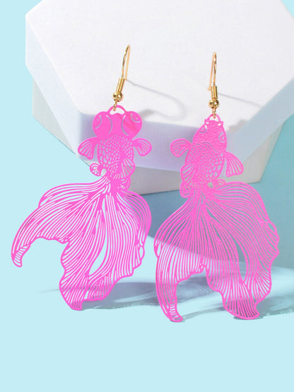 AU Stock Lovely Goldfish Shape Drop Dangle Earrings Hollow Fish Party Jewellery