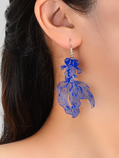 AU Stock Lovely Goldfish Shape Drop Dangle Earrings Hollow Fish Party Jewellery