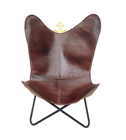 Heritage Maroon Leather Butterfly Chair