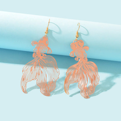 AU Stock Lovely Goldfish Shape Drop Dangle Earrings Hollow Fish Party Jewellery