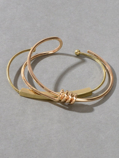 Set of 2 Cuff Bangle Gold Bracelets Elegant Accessories Ensemble Jewellery Gift