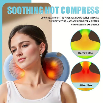 3D roller Pillow with Heat Function (Blue)
