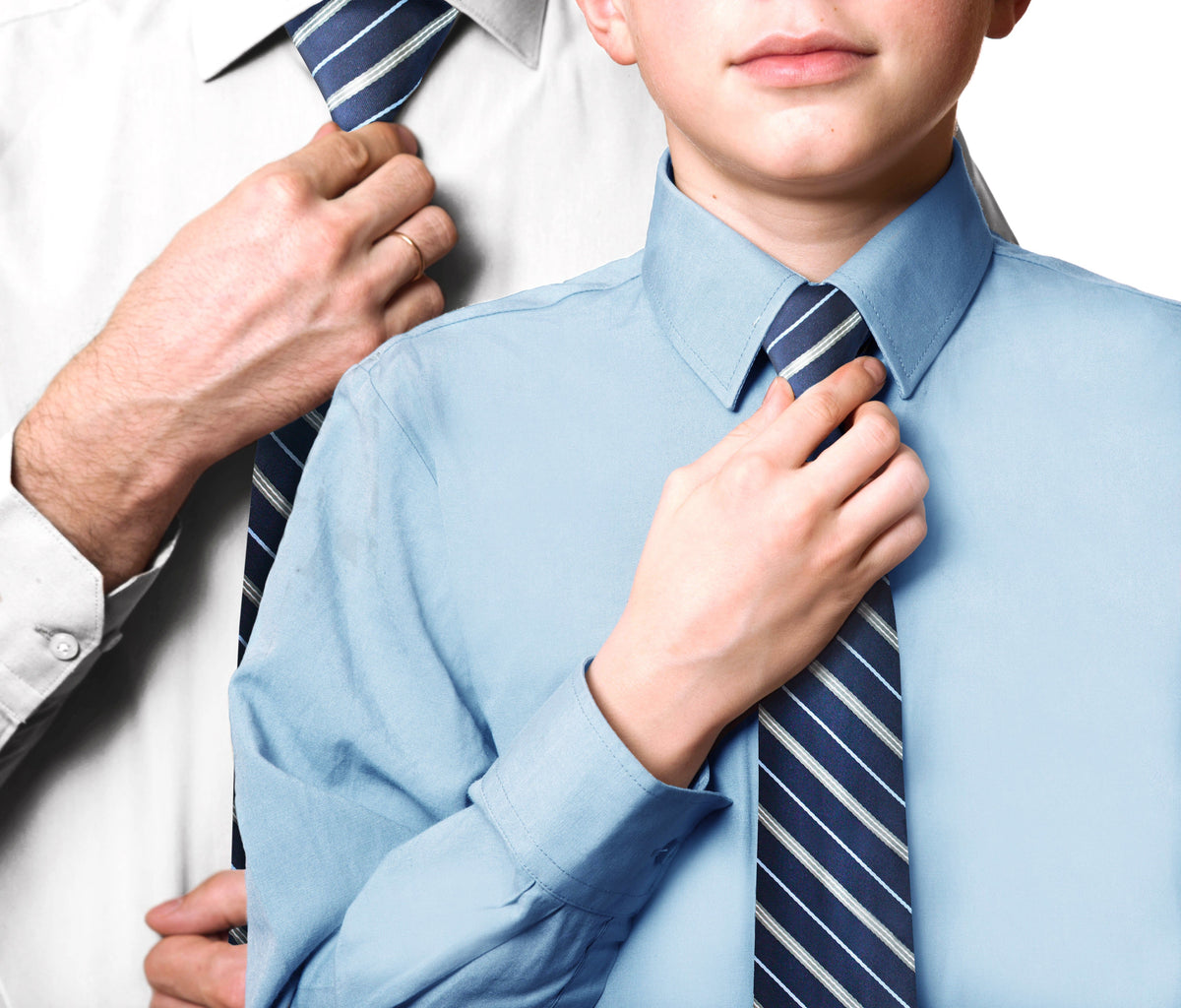CTR Choose the Right Boys Navy and Grey Adjustable Clip Microfiber Necktie