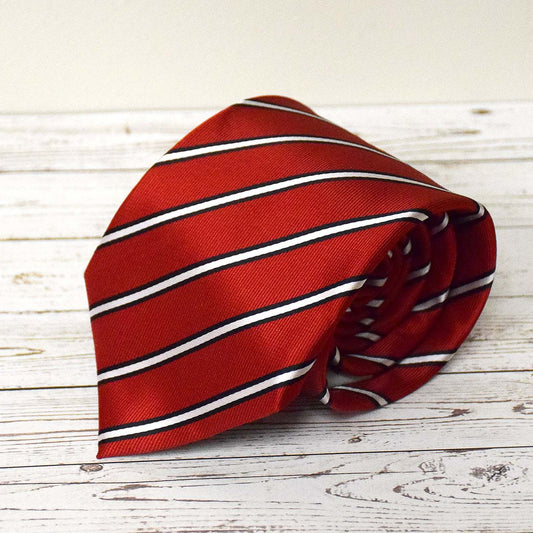Youth Maroon & Black Stripe Microfiber Necktie