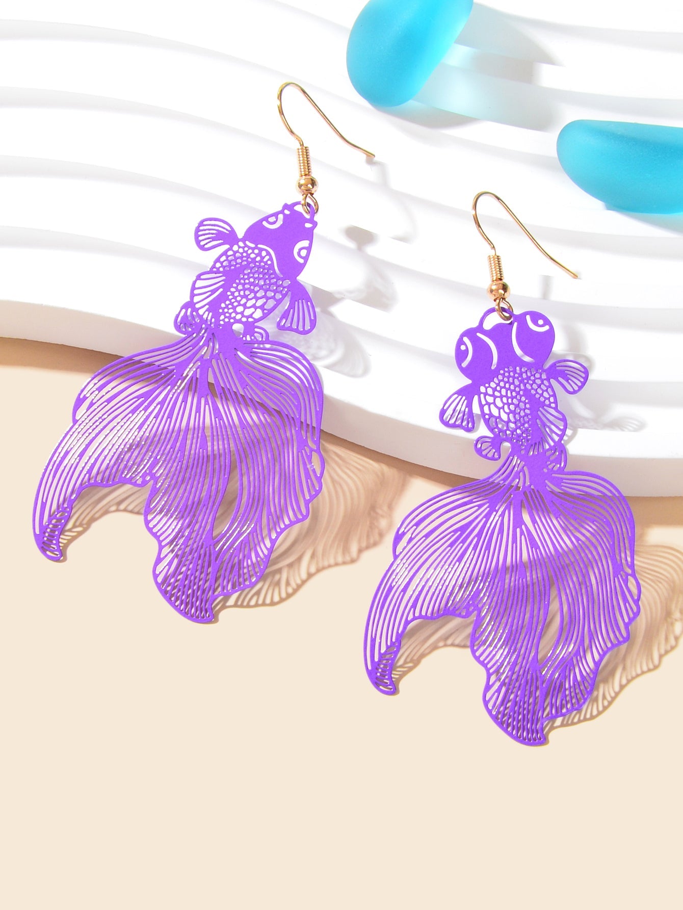 AU Stock Lovely Goldfish Shape Drop Dangle Earrings Hollow Fish Party Jewellery