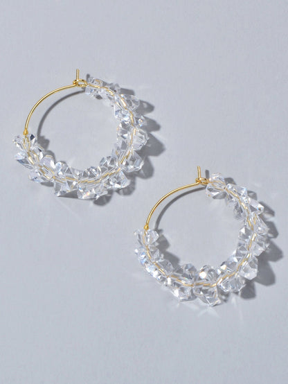 Ladies Jewellery Transparent Acrylic Beads Hoop Dangle Earrings Party Decoration