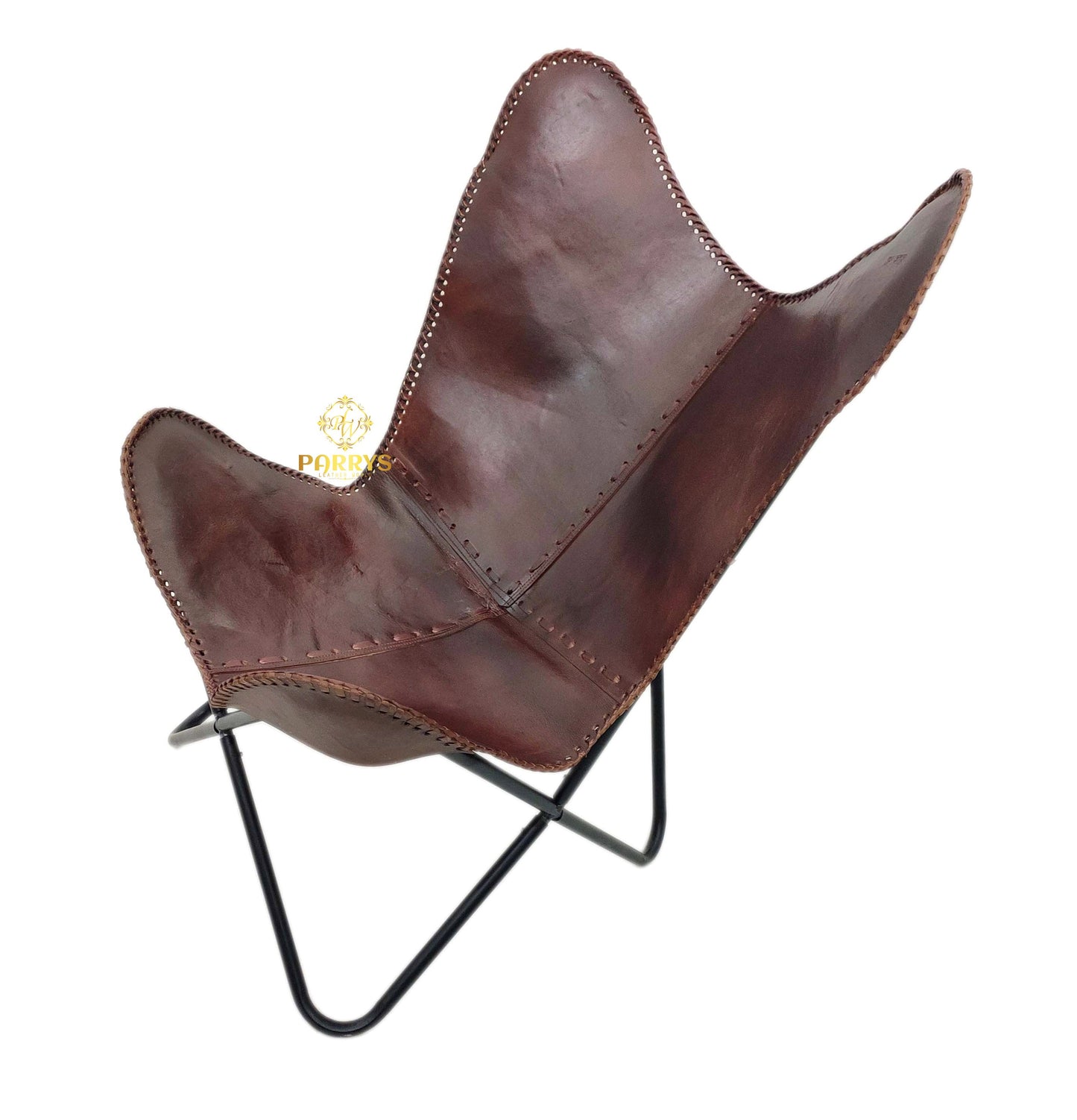 Heritage Maroon Leather Butterfly Chair