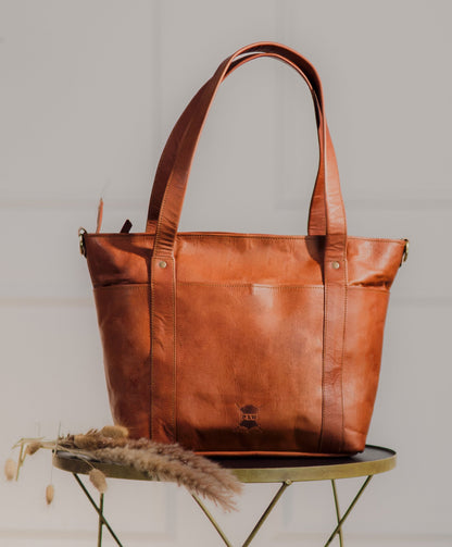 Saddle Rose Leather Convertible Tote