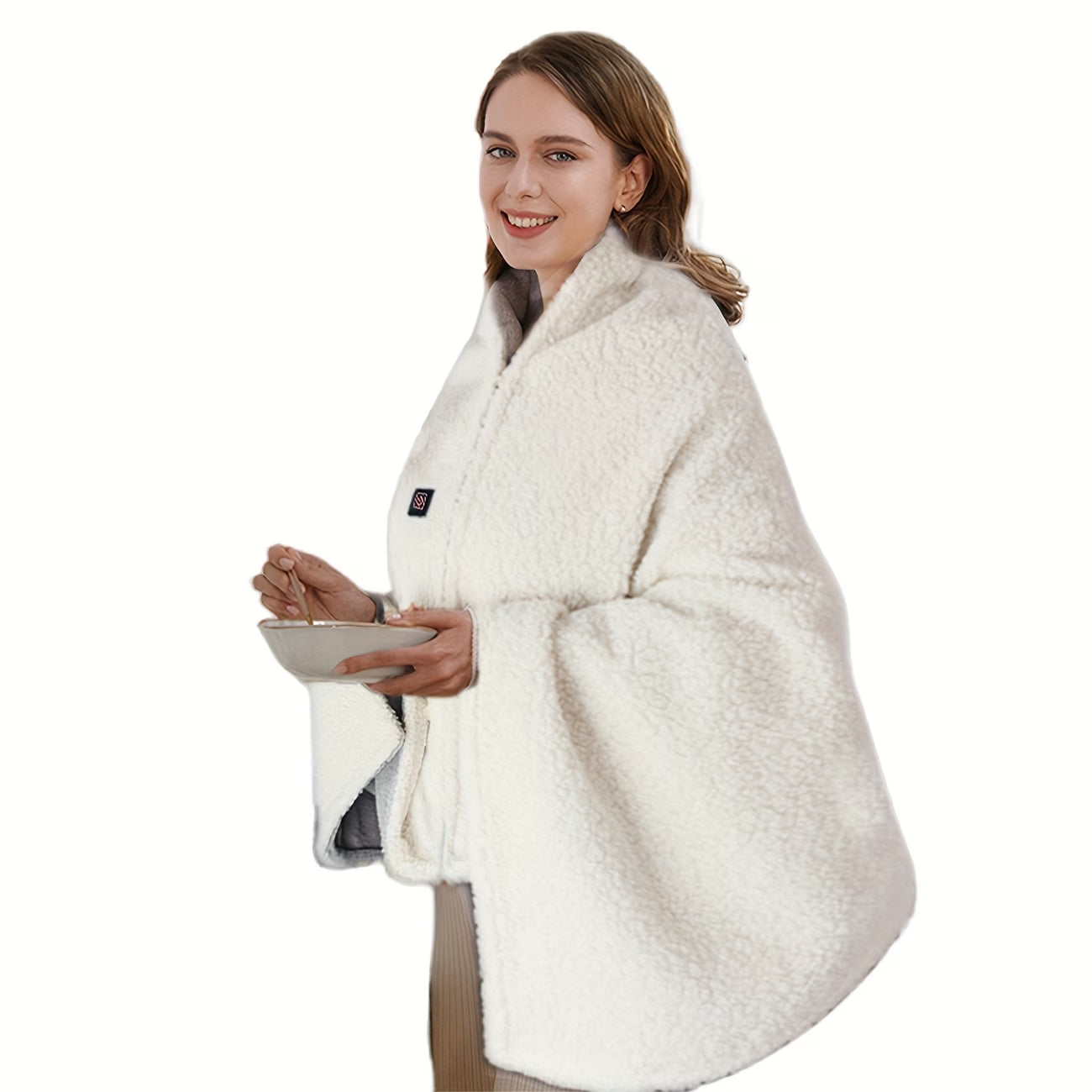 Heated Faux Rabbit Fur Shawl Blanket