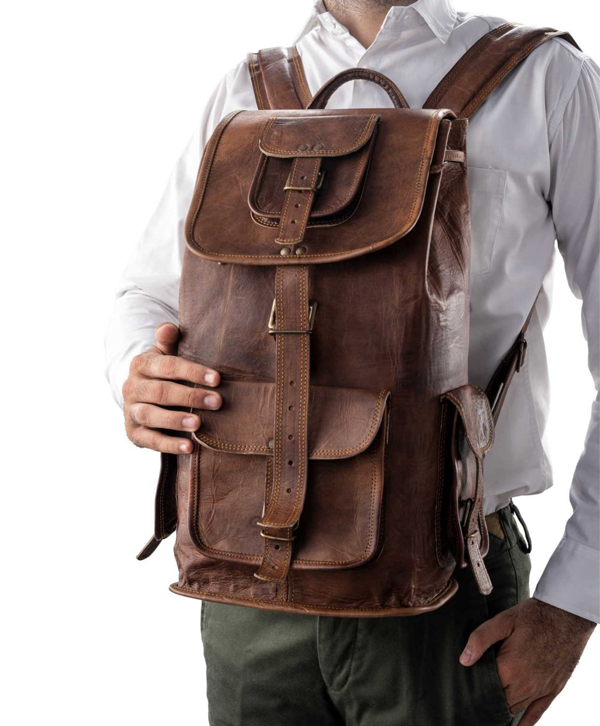 Classic Journey Leather Backpack Pittu