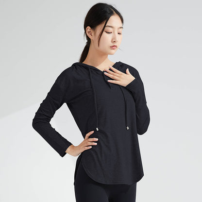 Fast Drying Yoga Fitness Hoodie T-Shirt Top Thin Yoga Top Long Sleeve Yoga Fitness Clothes