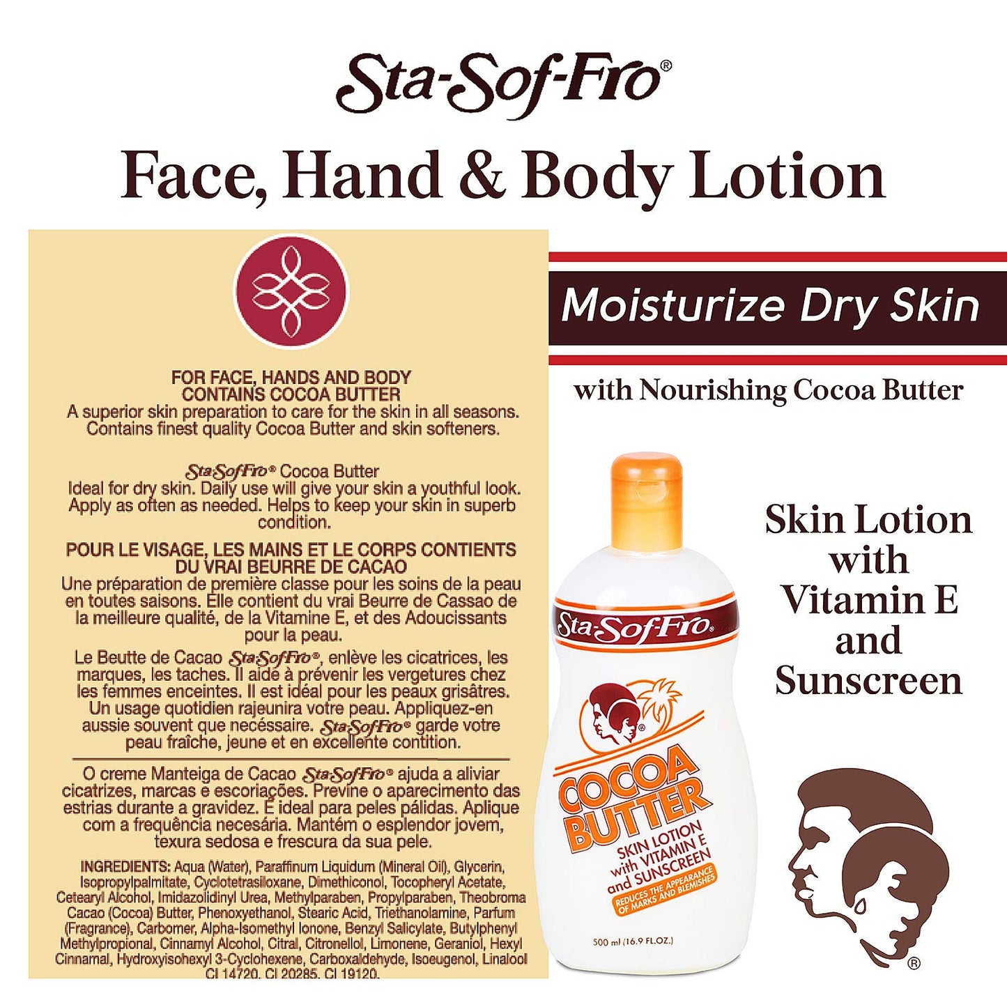 Sta Sof Fro Cocoa Butter Vitamin E Sunscreen Lotion 500ml