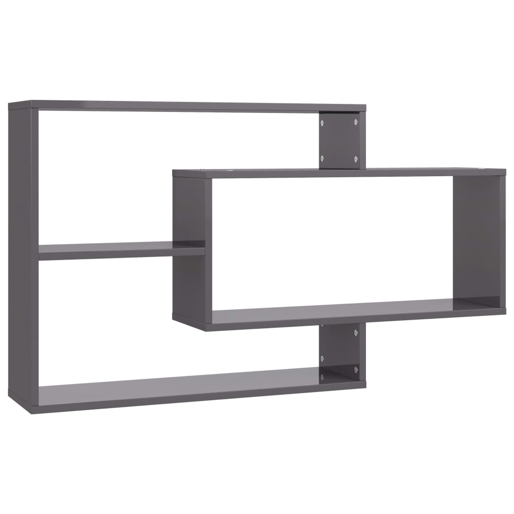 NNEVL Wall Shelves High Gloss Grey 104x20x58.5 cm Chipboard