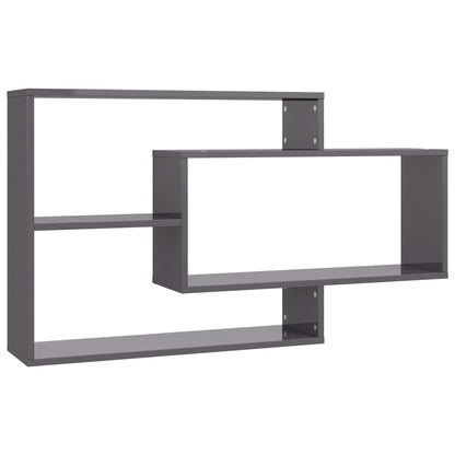 NNEVL Wall Shelves High Gloss Grey 104x20x58.5 cm Chipboard
