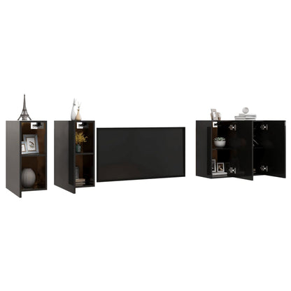 NNEVL TV Cabinets 4 pcs High Gloss Black 30.5x30x60 cm Chipboard