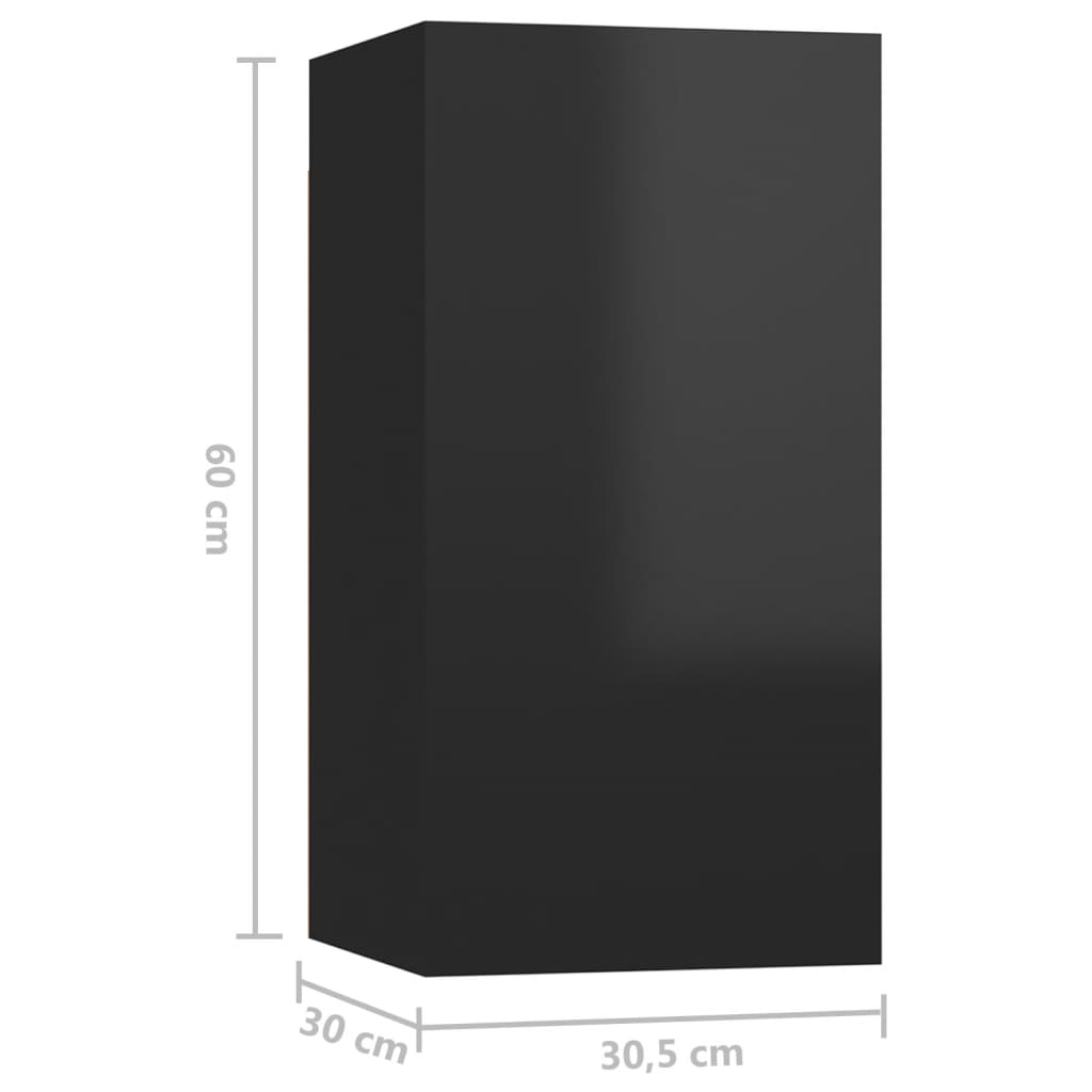 NNEVL TV Cabinets 4 pcs High Gloss Black 30.5x30x60 cm Chipboard