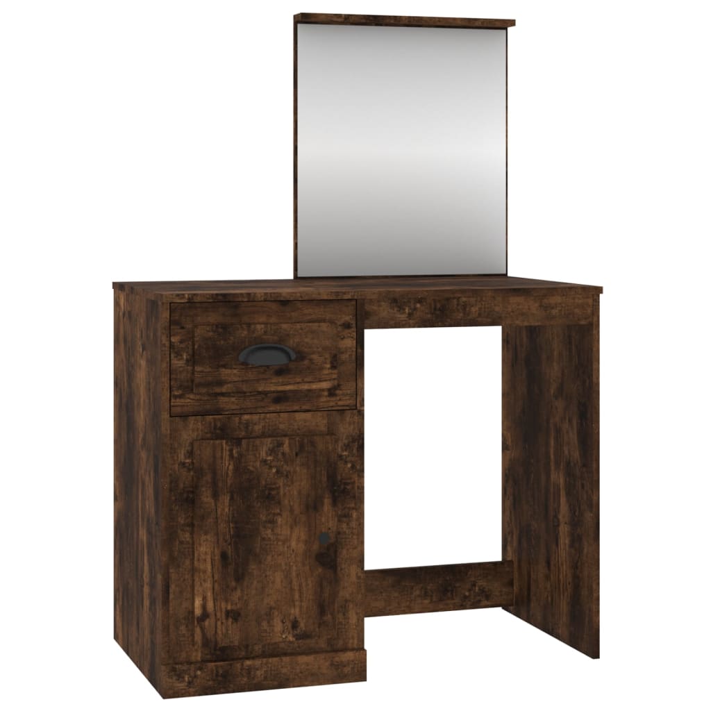 NNEVL Dressing Table with Mirror Smoked Oak 90x50x132.5 cm Engineered Wood