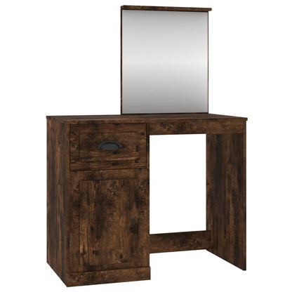 NNEVL Dressing Table with Mirror Smoked Oak 90x50x132.5 cm Engineered Wood
