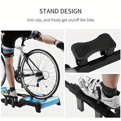 Quiet Indoor Cycling Trainer Rollers - Adjustable Resistance(Blue)