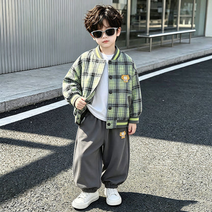 Boys Baseball Jacket Two-Piece Set Spring Autumn