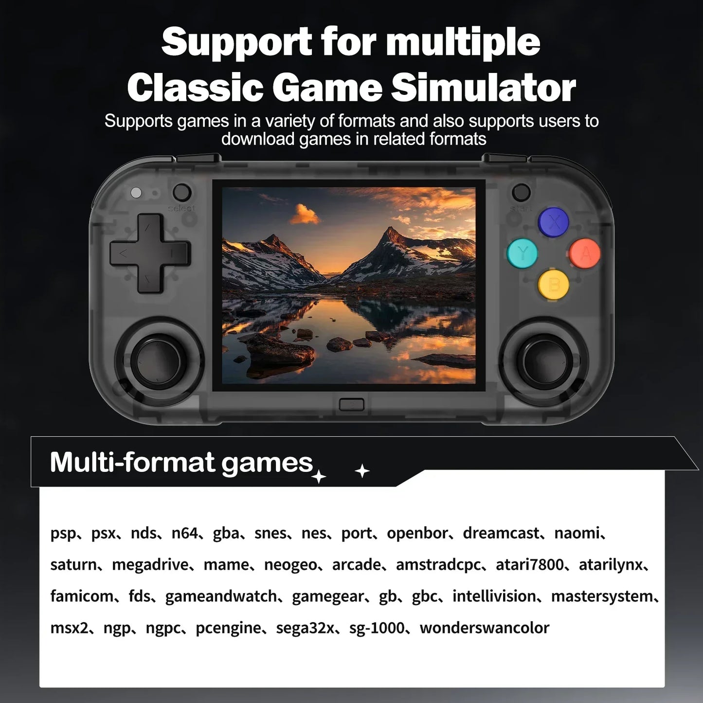 Handheld Retro Gaming Console with 2.8'' IPS Screen – Crystal Black