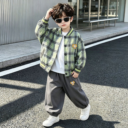 Boys Baseball Jacket Two-Piece Set Spring Autumn