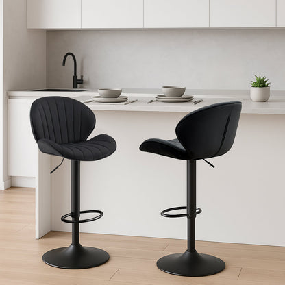 Caryol Velvet Bar Stool [Height Adjustable][Set of 2]