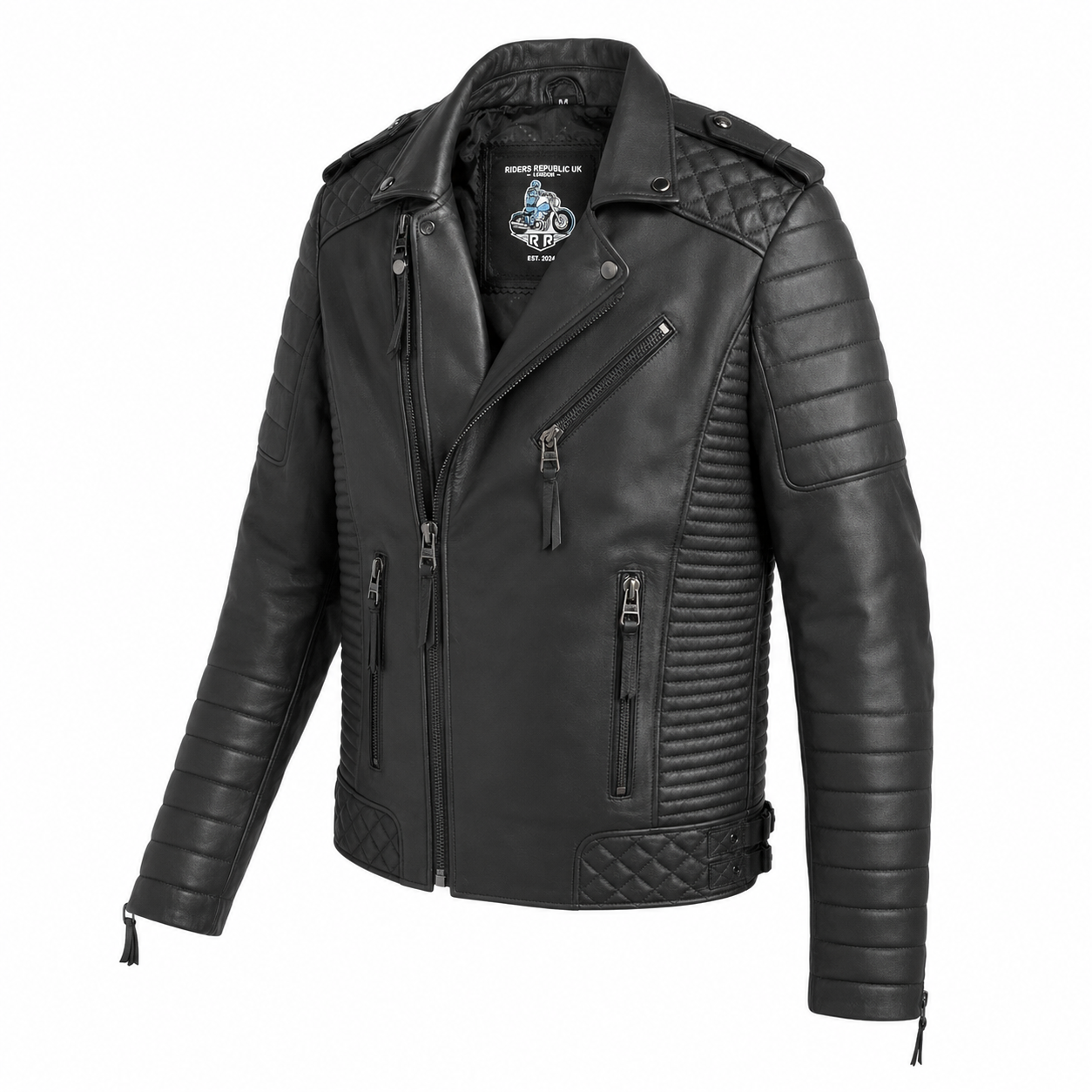 Men’s Black Leather Motorcycle Riding Jacket