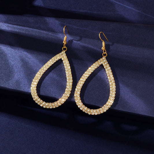Shinning Full Rhinestone Water Drop Earrings Luxury Wedding Birdal Prom Jewelry