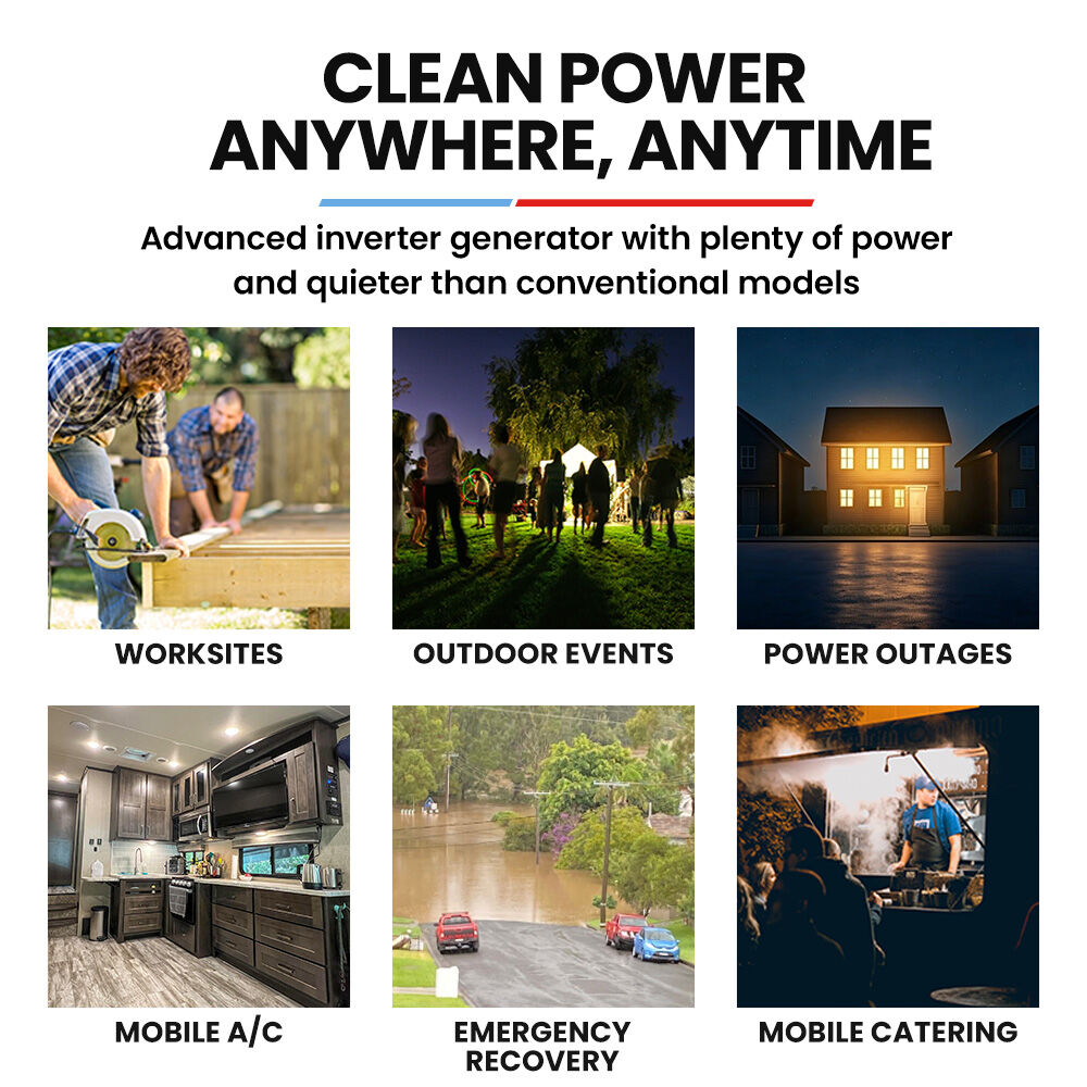 NNEMB 4.7kW Peak 3.8kW Inverter Generator, Push Button Start, Portable w/ Wheels, Camping, Backup, Mobile A/C