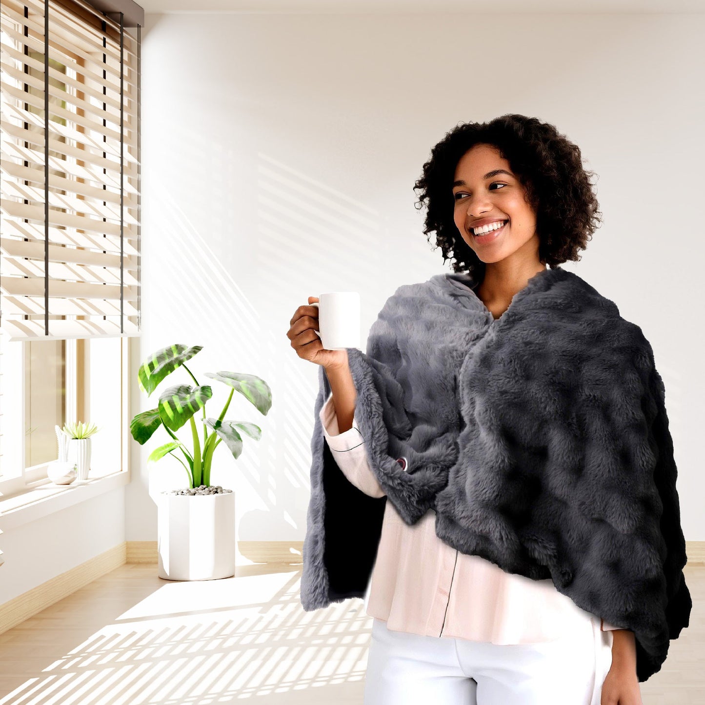 Pursonic Electric Plush Heated Poncho Shawl