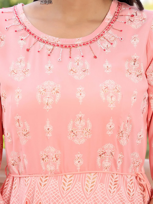 Handcrafted Rayon Anarkali Kurti with Intricate Embroidery