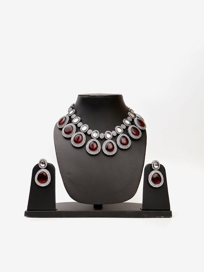Pyrope Garnet Stone Reverse AD High Quality Necklace Set