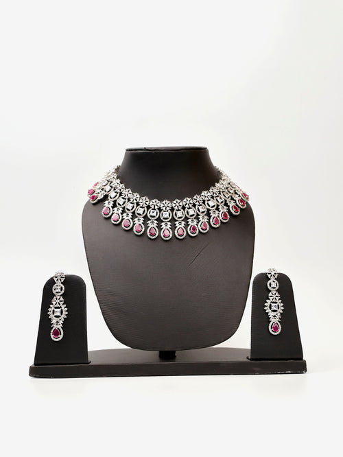 Ruby & Faux Diamond High Quality Necklace set