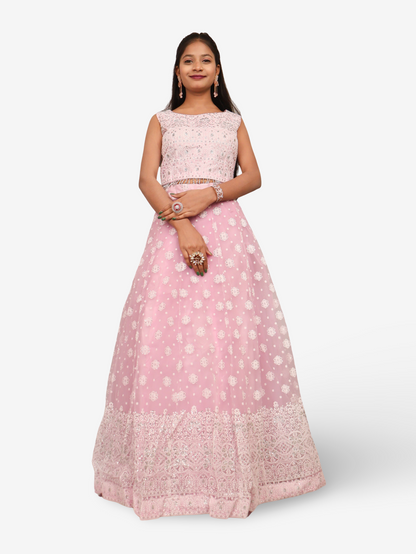 Embellished Flared Lehenga Choli Set with Dupatta  by Shreekama